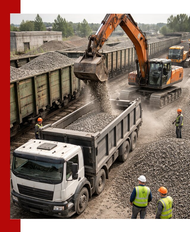 Железнодорожный щебень фракция 25–60 для поставок в Прокопьевске