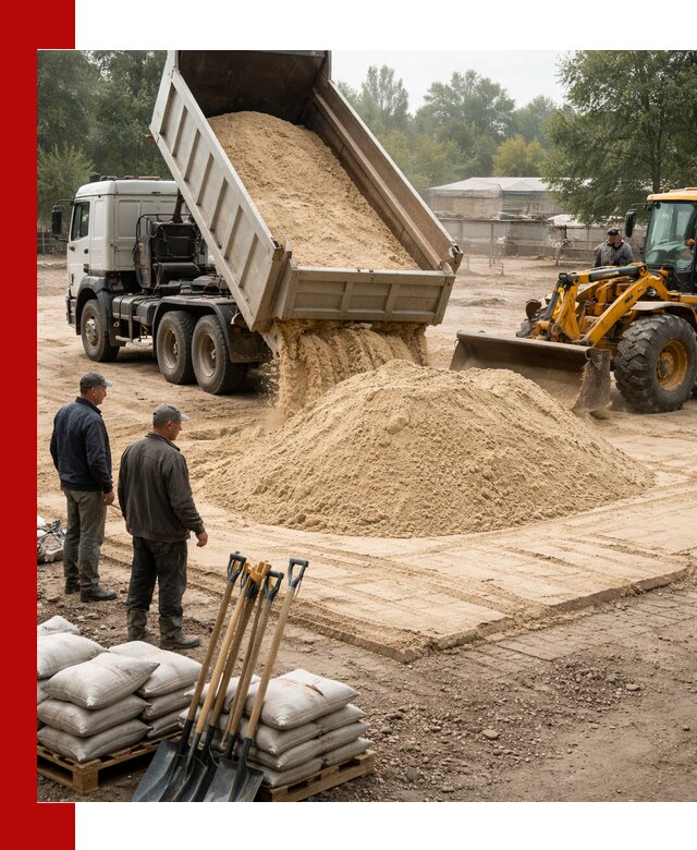 Доставка мытого песка в Прокопьевске с самосвалами по выгодной цене