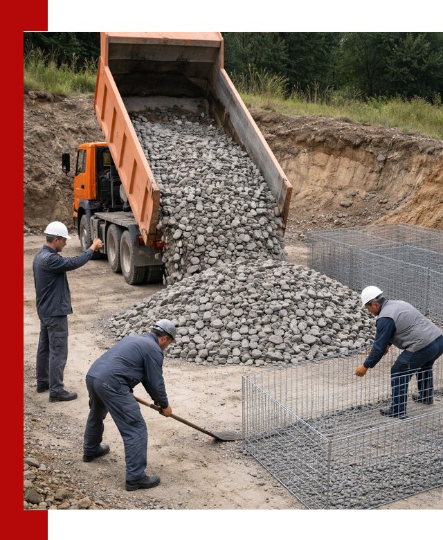 Камень для габионов с доставкой в Прокопьевске быстро и надёжно
