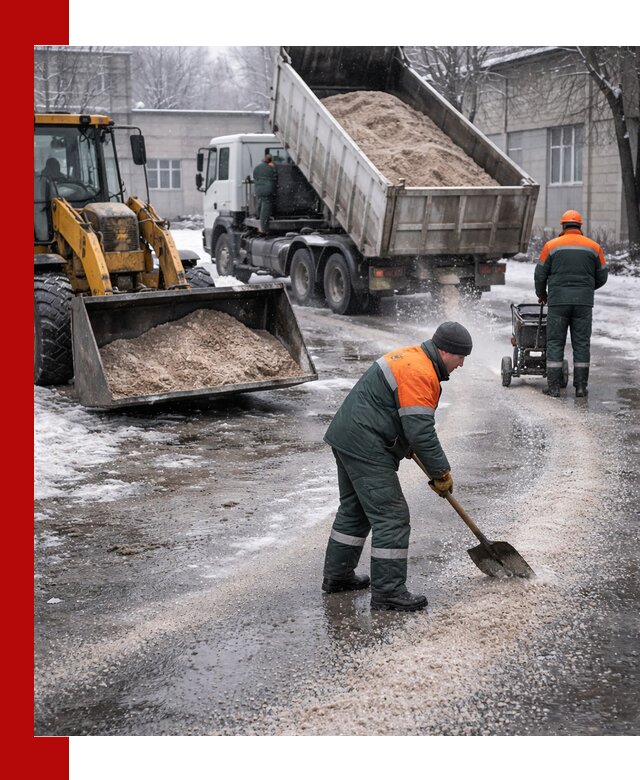 Реагент против гололеда с доставкой и нанесением в Прокопьевске