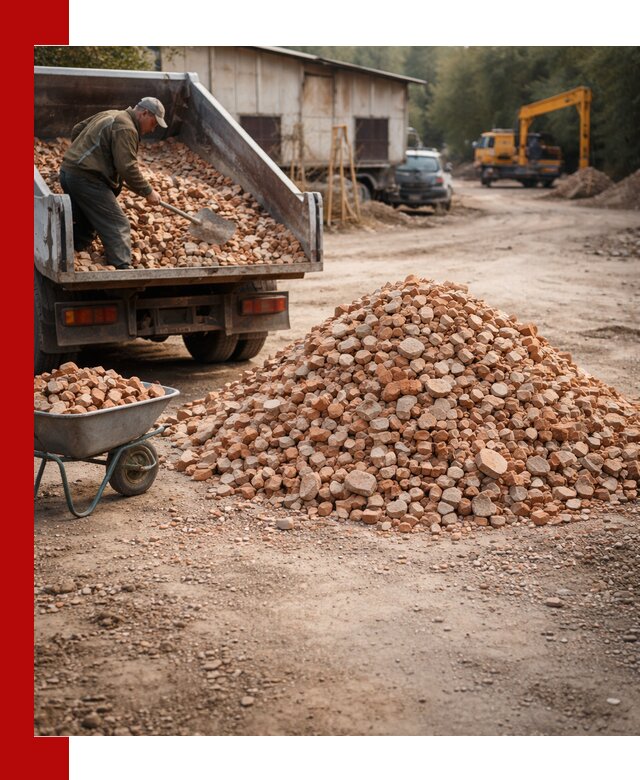 Доставка и подушка из боя кирпича с разгрузкой в Прокопьевске