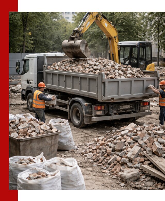 Вывоз строительного мусора в Прокопьевске с самосвалами и контейнерами